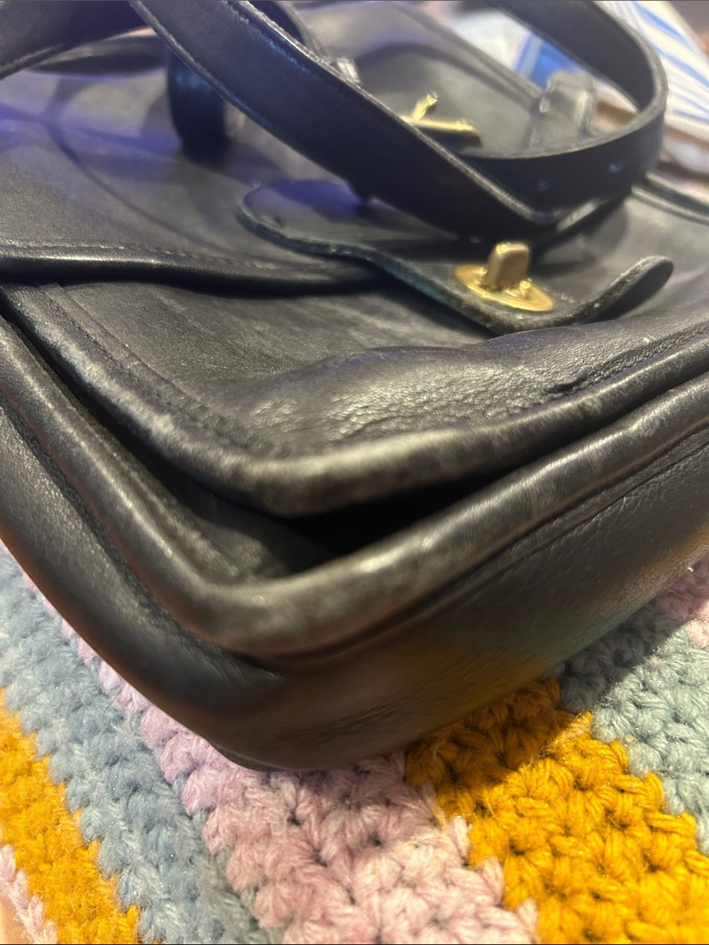 Vintage Coach Station Bag Black Leather Crossbody Messenger Bag - Picture 13 of 14